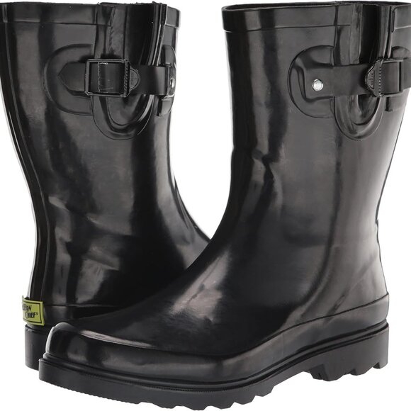 Women Waterproof Rain Boots Mid Height Rubber Calf High Slip-Resistant - Picture 7 of 9